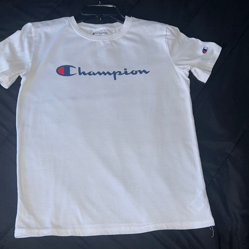 Champion Kids White Tee with Logo
